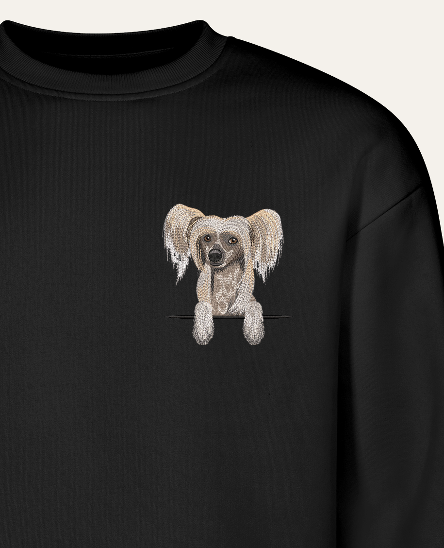 Grzywacz chiński – bluza z haftem, czarna (zbliżenie)