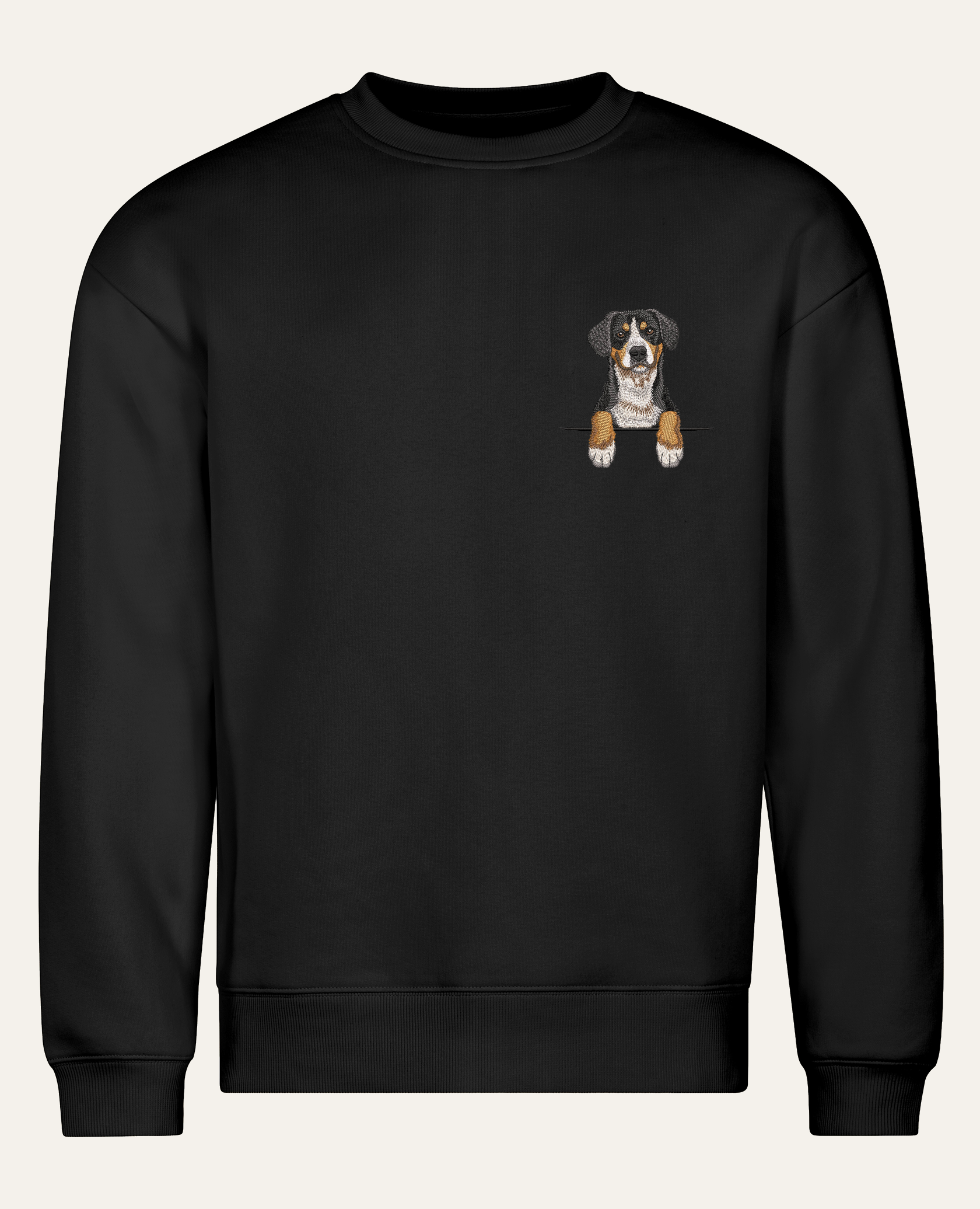 Entlebucher sennenhund – bluza z haftem, czarna (cała sylwetka)