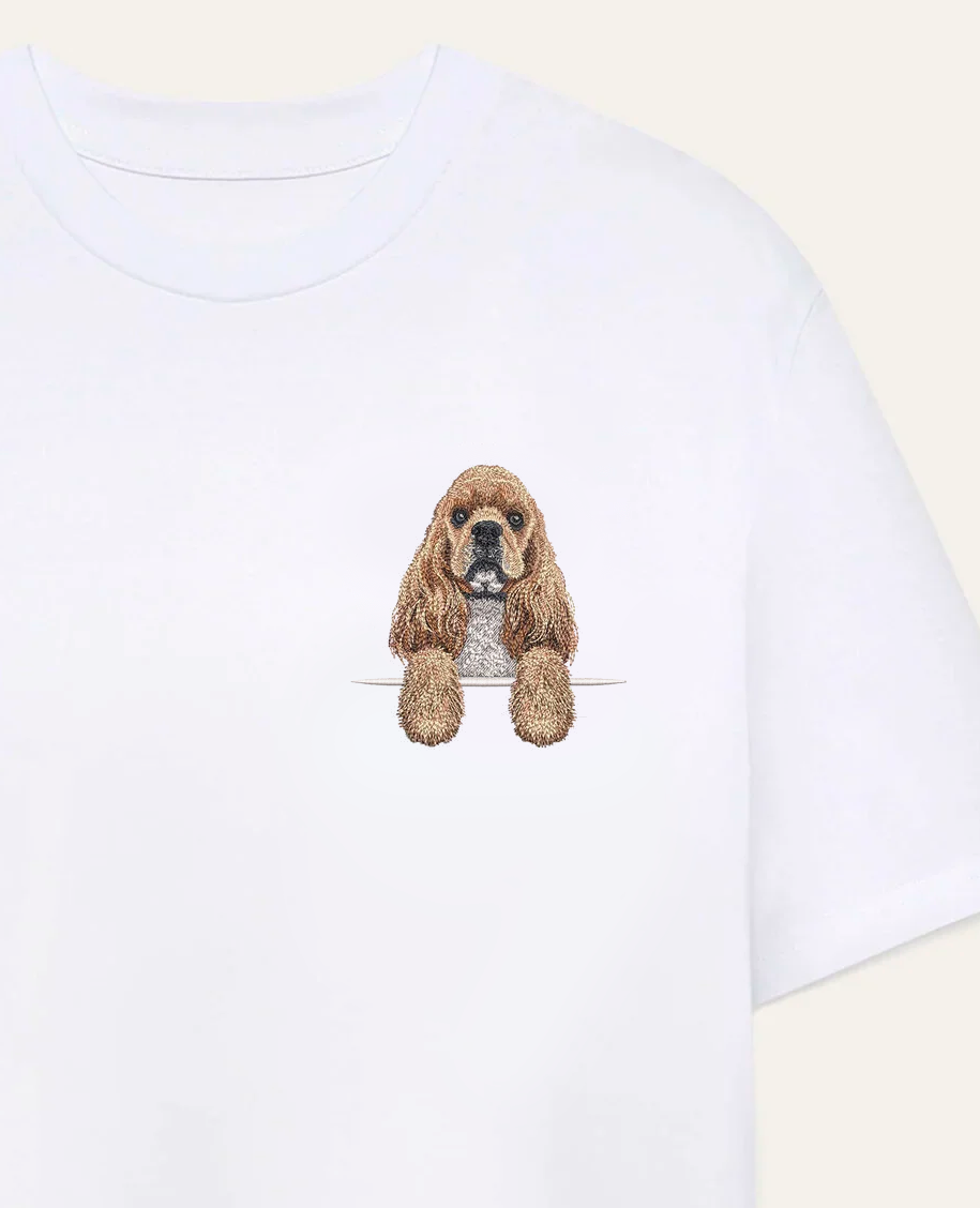 Cocker spaniel amerykański (beżowy) – koszulka z haftem