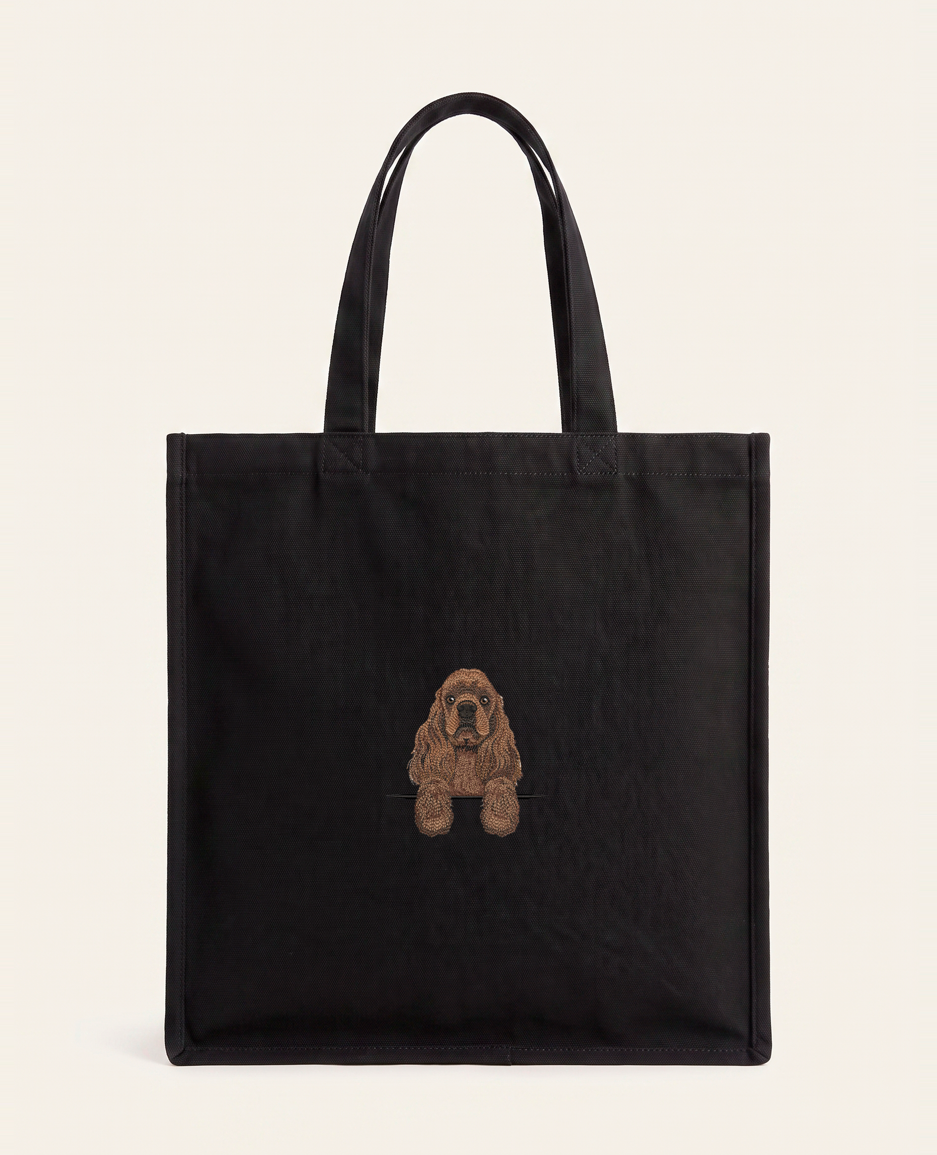 Cocker spaniel amerykański (brązowy) – torba z haftem, czarna