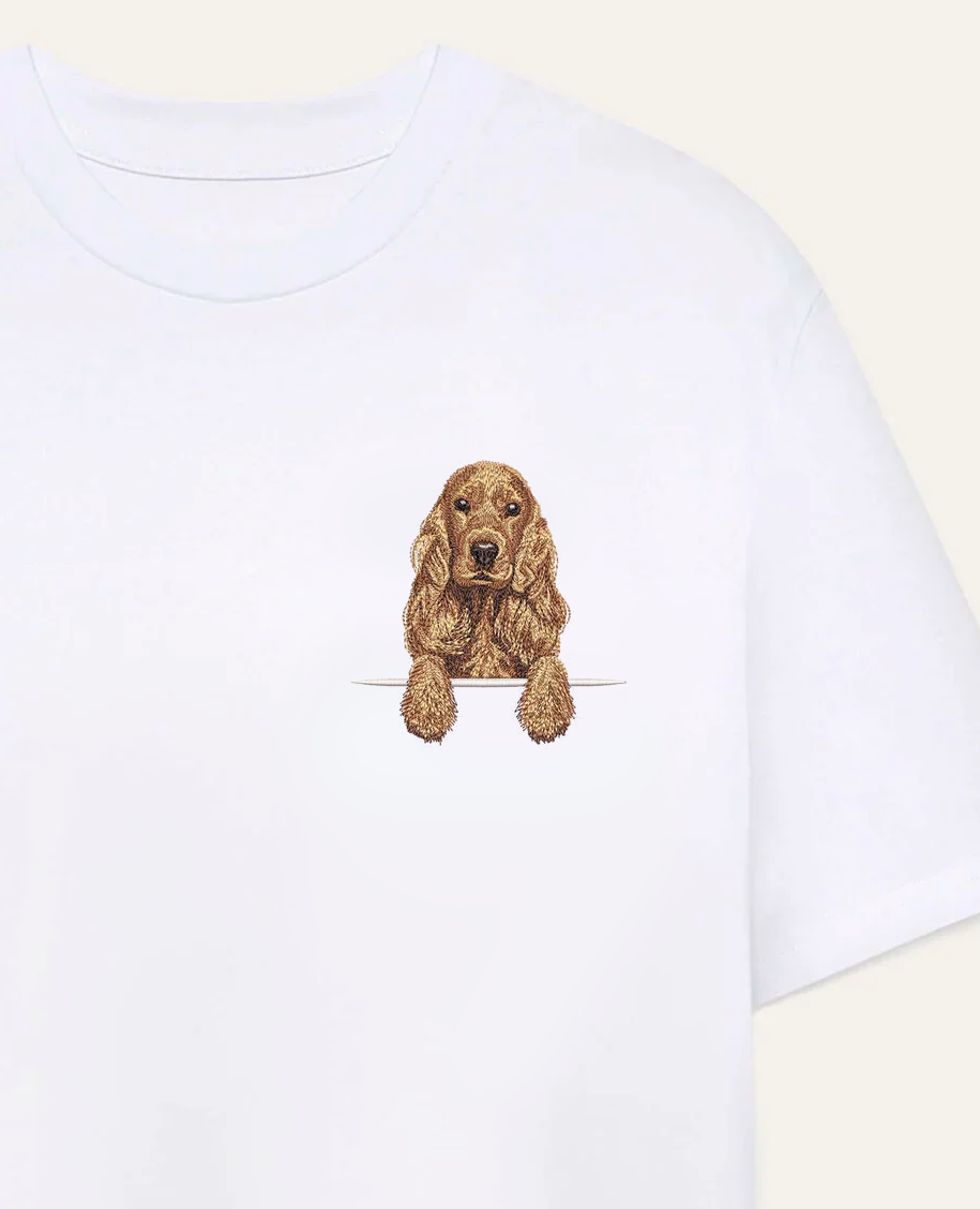 Cocker spaniel angielski (złoty) – koszulka z haftem