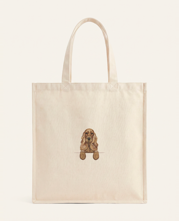 Cocker spaniel angielski (złoty) – torba z haftem, piaskowa