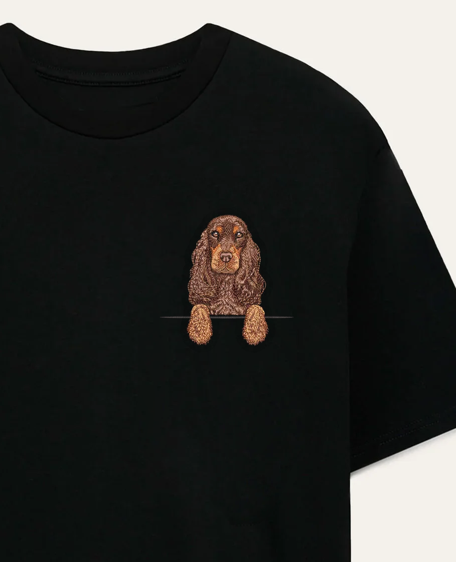 Cocker spaniel angielski (czekoladowy podpalany) – koszulka z haftem