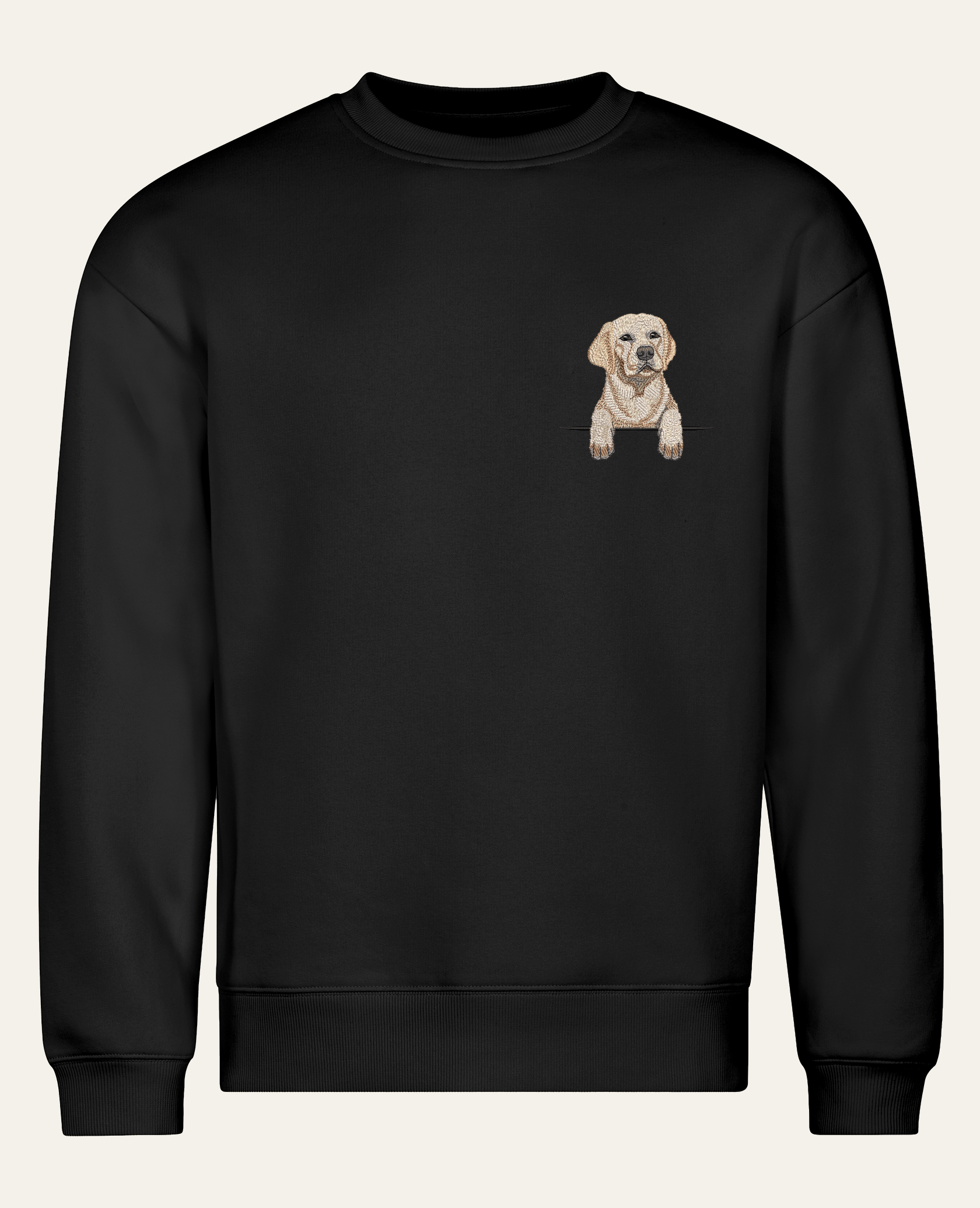 Labrador retriever (złoty) – bluza z haftem, czarna (cała sylwetka)