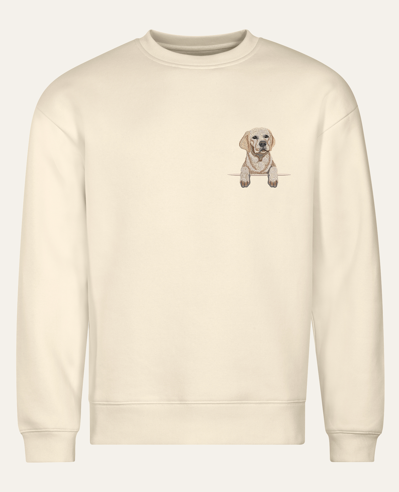 Labrador retriever (złoty) – bluza z haftem, piaskowa (cała sylwetka)