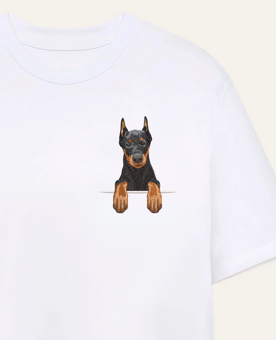 Doberman (czarny) – koszulka z haftem