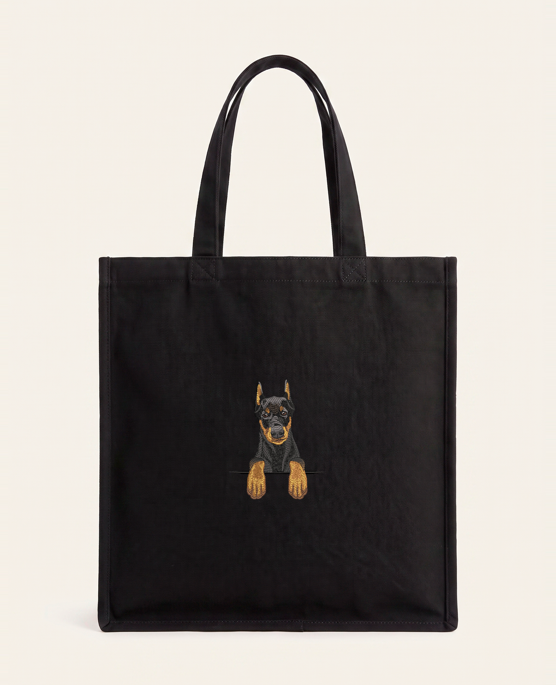 Doberman (czarny) – torba z haftem, czarna