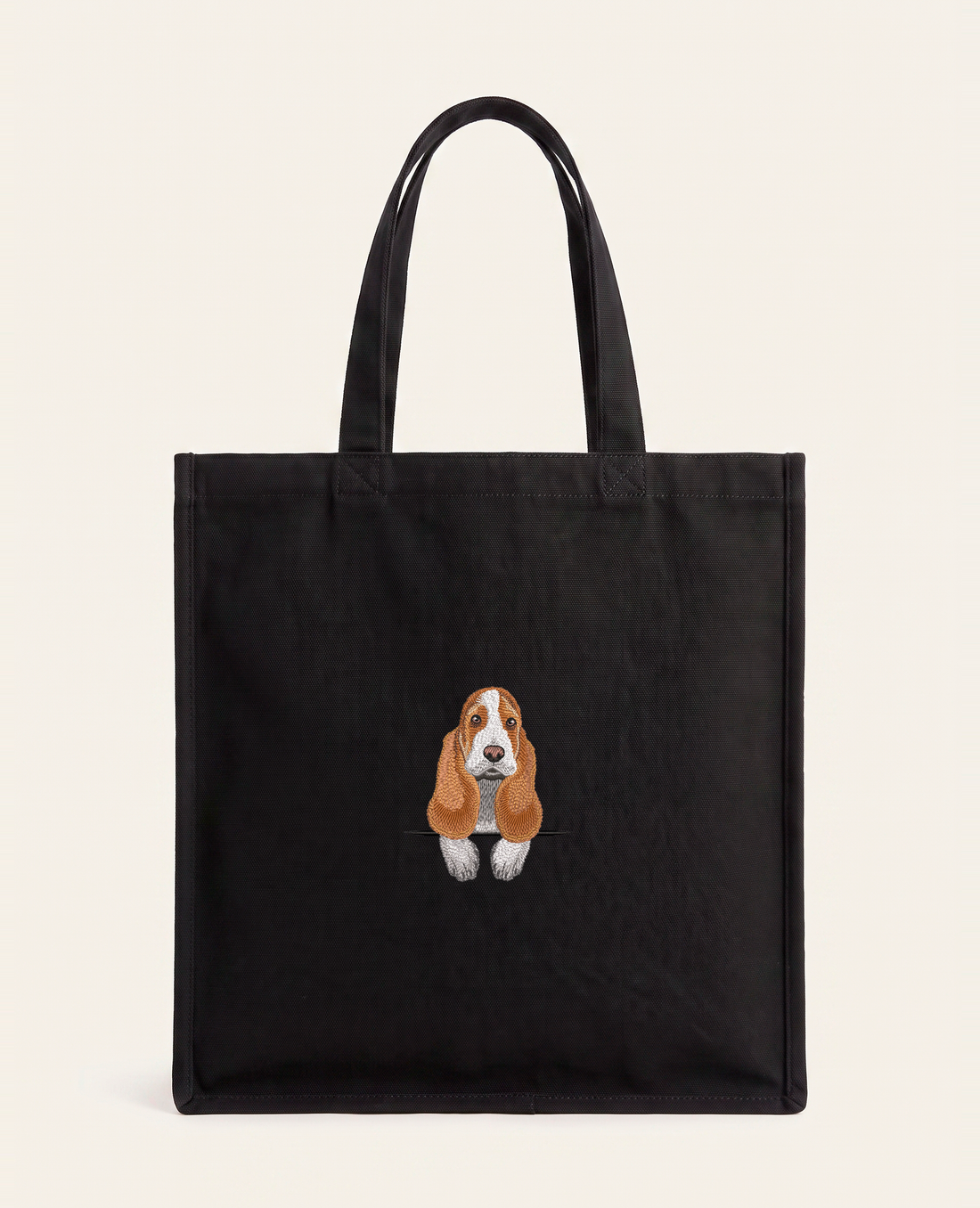 Basset hound – torba z haftem, piaskowa