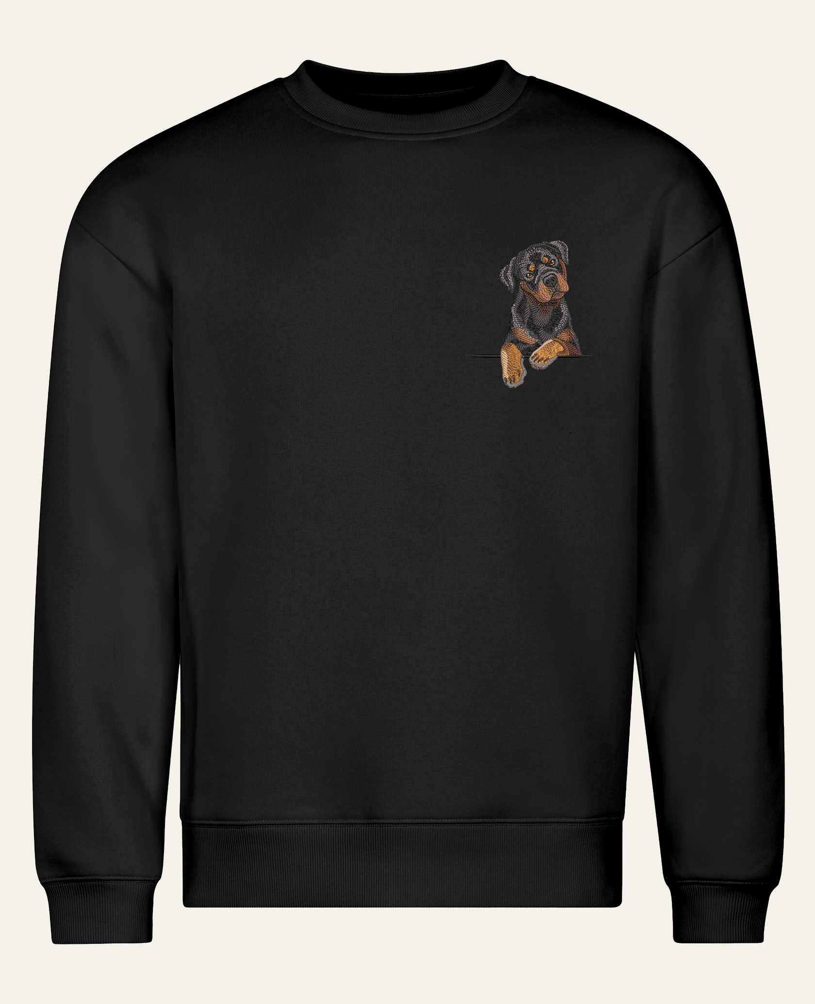 Rottweiler – bluza z haftem, czarna (cała sylwetka)