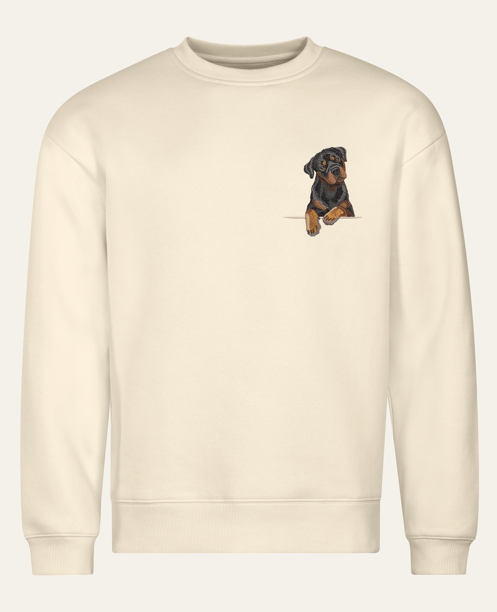 Rottweiler – bluza z haftem, piaskowa (cała sylwetka)