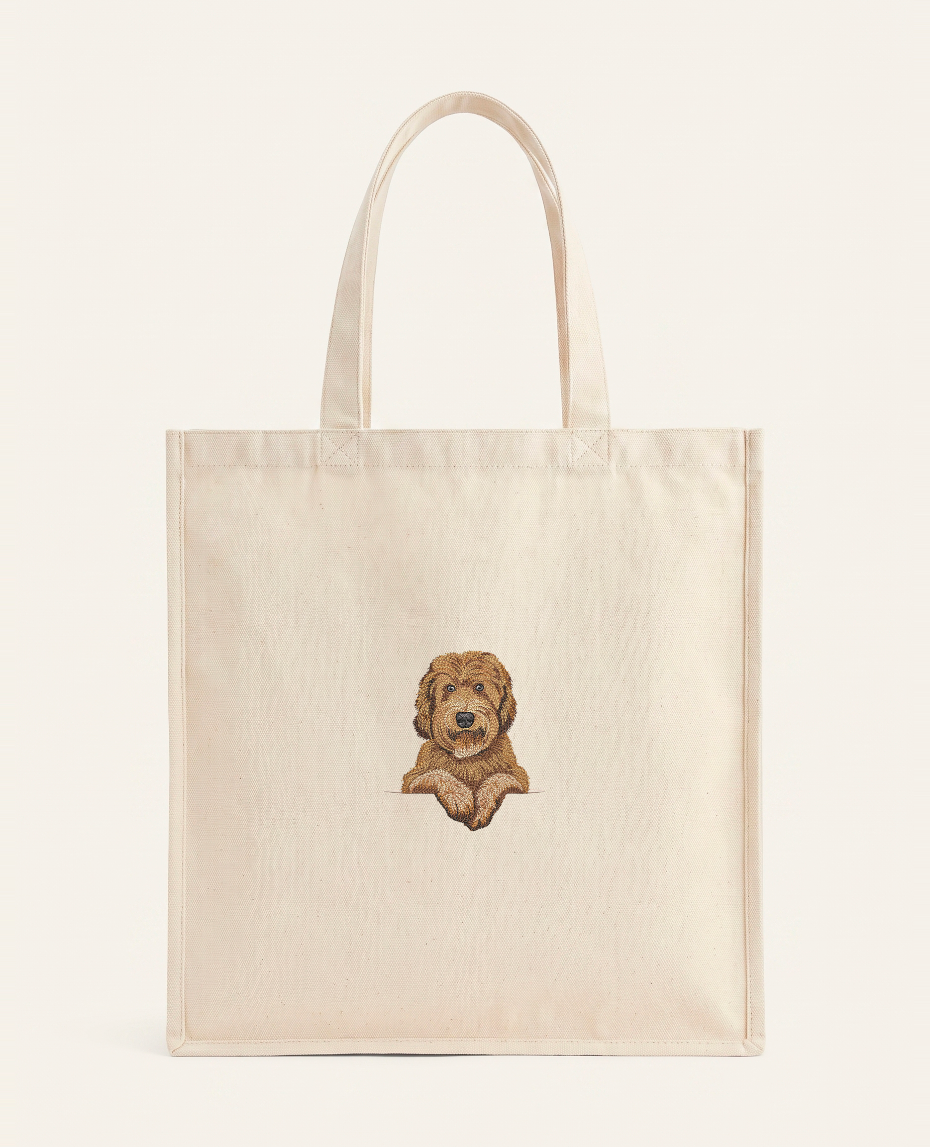 Labradoodle – torba z haftem, piaskowa