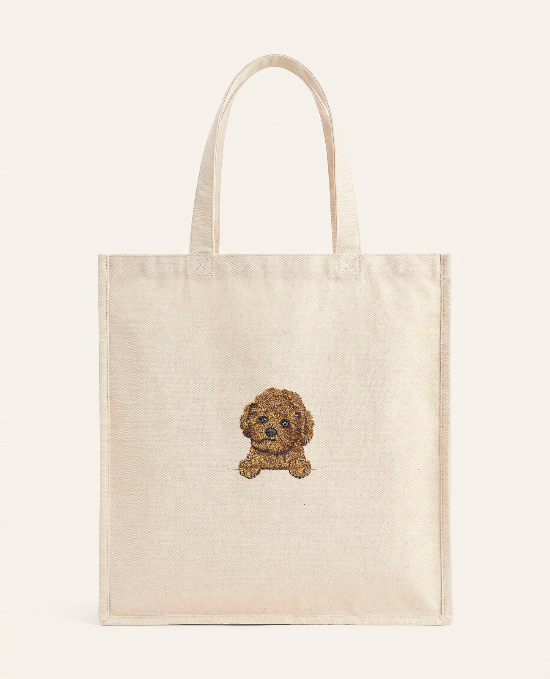 Maltipoo mini – torba z haftem, piaskowa