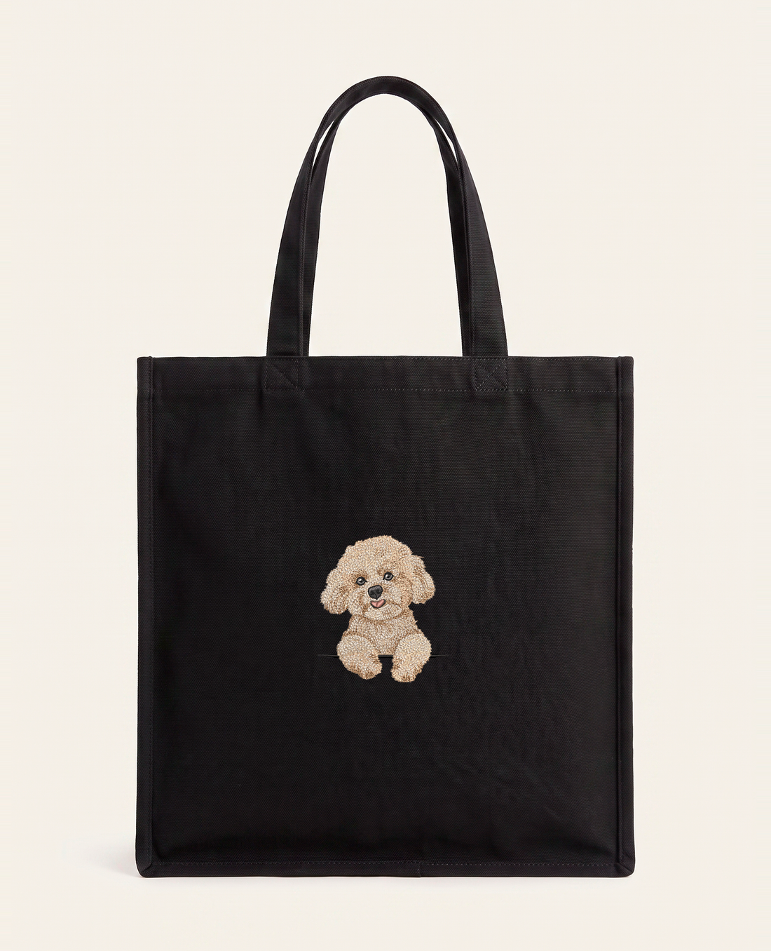 Bichon frisé (beżowy) – torba z haftem, piaskowa