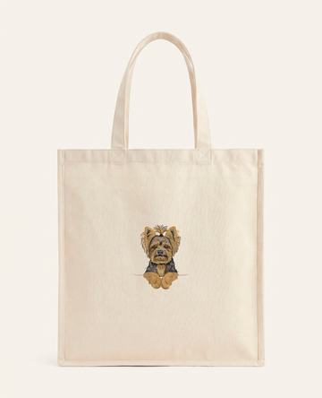 Yorkshire terrier (dziewczynka) – torba z haftem, piaskowa