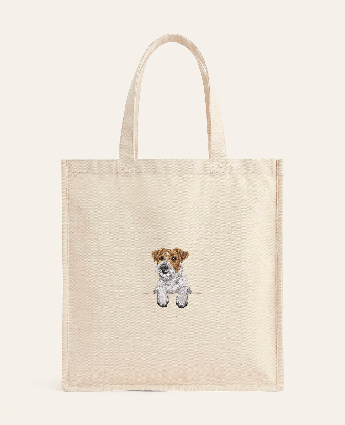 Jack Russell terrier (długowłosy) – torba z haftem, piaskowa