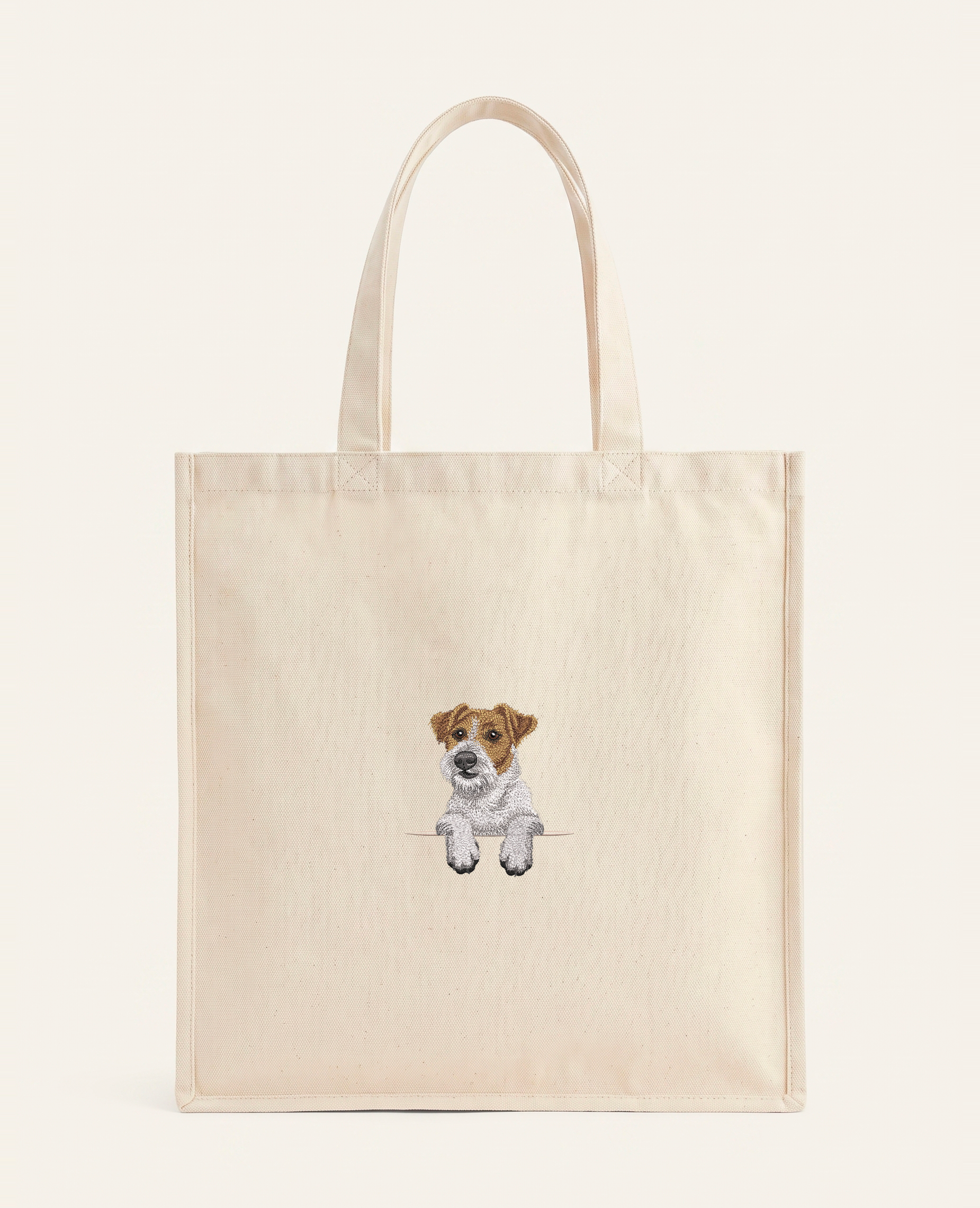Jack Russell terrier (długowłosy) – torba z haftem, piaskowa