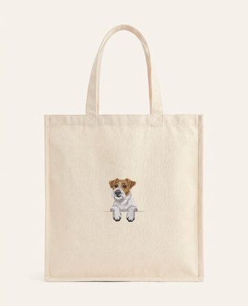 Jack Russell terrier (długowłosy) – torba z haftem, piaskowa