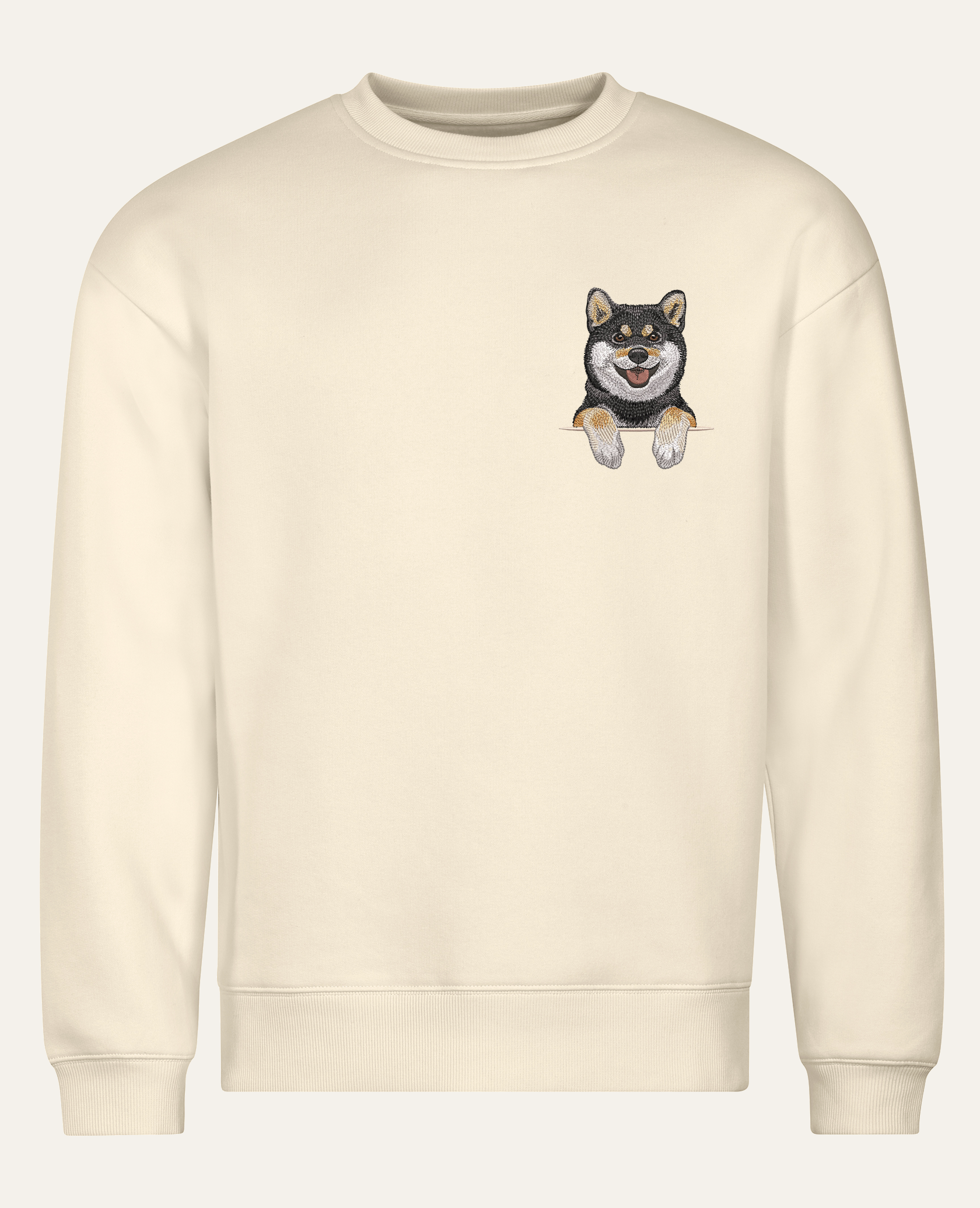 Shiba (czarny) – bluza z haftem, piaskowa (cała sylwetka)