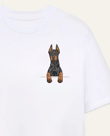 Doberman (czarny) wzór 2 – koszulka z haftem