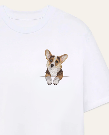 Corgi (tricolor) – koszulka z haftem