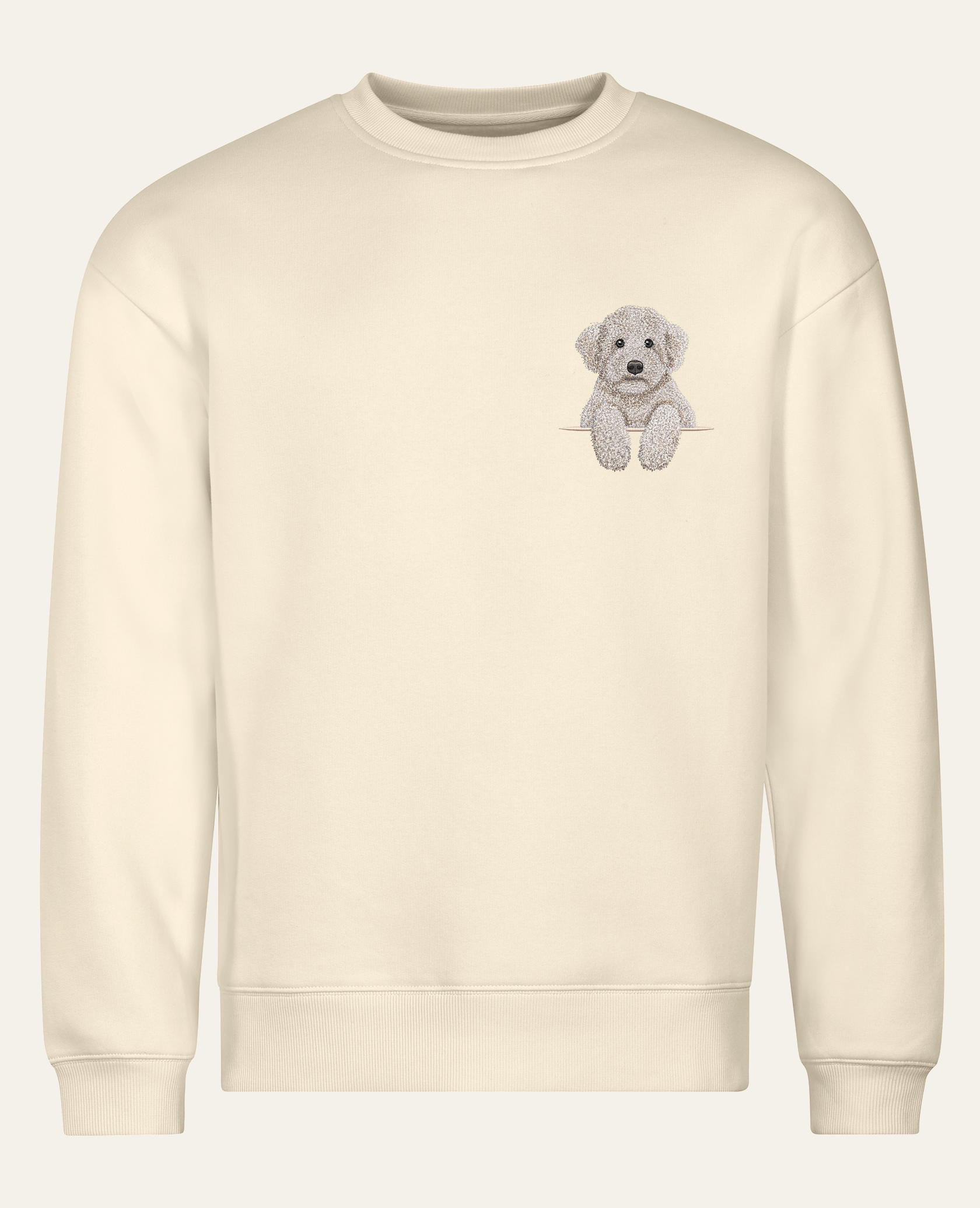 Lagotto romagnolo (kremowy) – bluza z haftem, piaskowa (cała sylwetka)