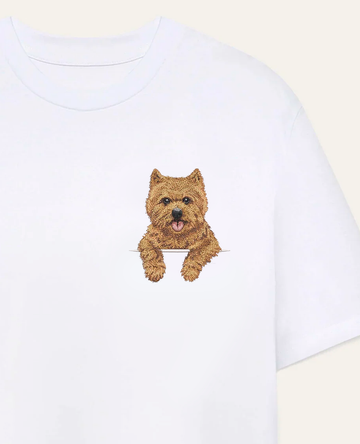 Norwich terrier (rudy) – koszulka z haftem