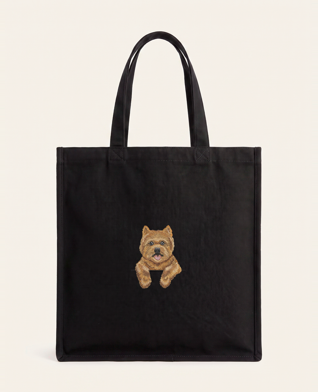 Norwich terrier (rudy) – torba z haftem, piaskowa