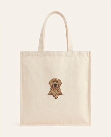 Retriever – torba z haftem, piaskowa