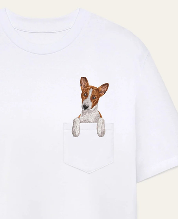 Koszulka z haftem Basenji (brązowy)