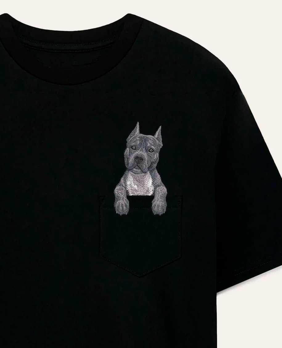 Koszulka z haftem Staffordshire terrier (szary)