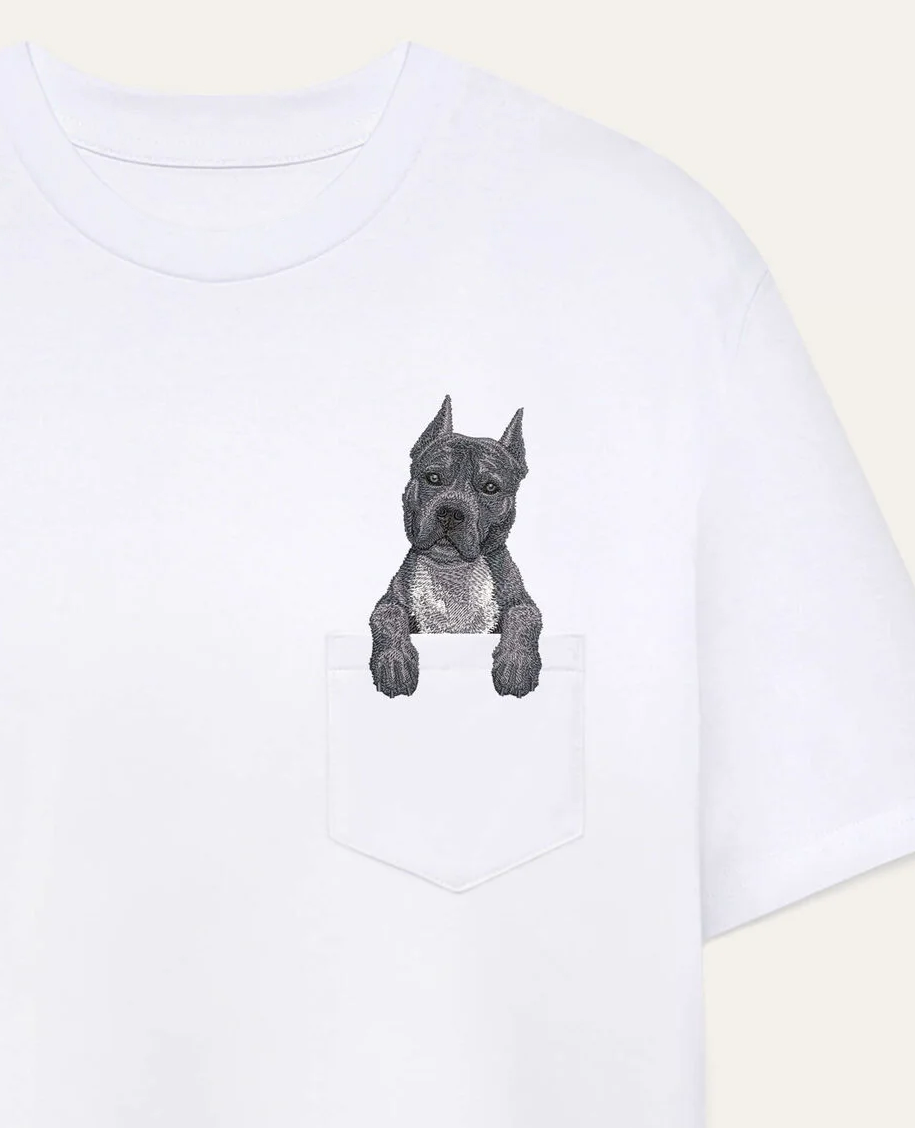 Koszulka z haftem Staffordshire terrier (szary)