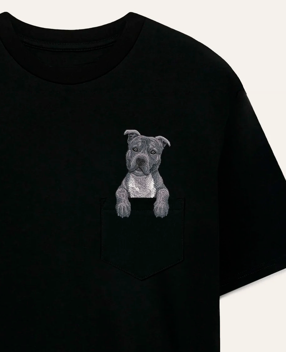 Koszulka z haftem Staffordshire terrier niekopiowany (szary)