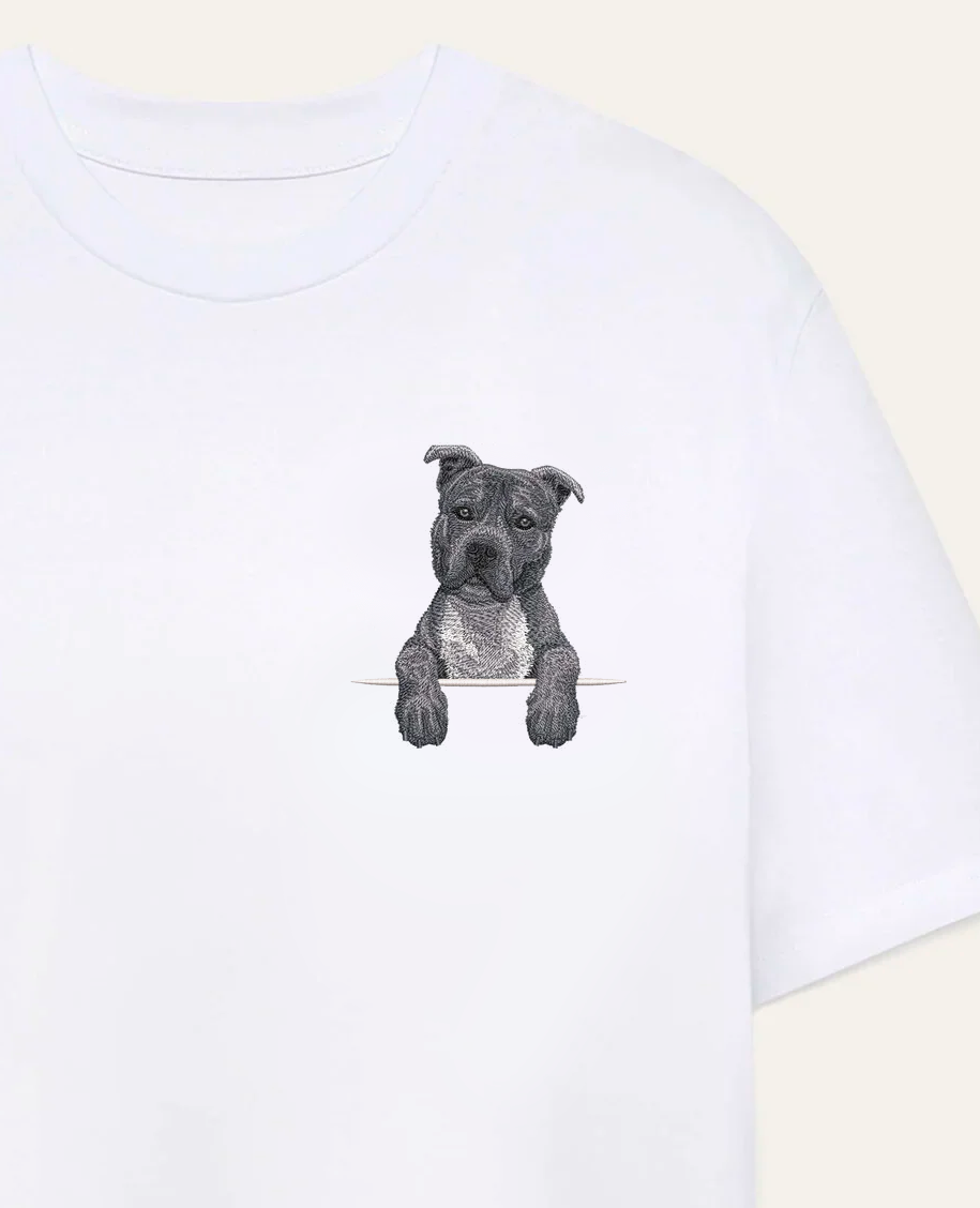 American Staffordshire terrier (szary) wzór 2 – koszulka z haftem