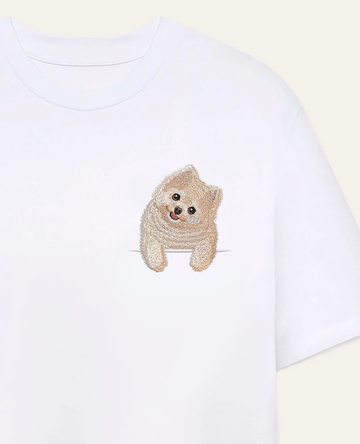 Szpic miniaturowy pomeranian (kremowy) – koszulka z haftem