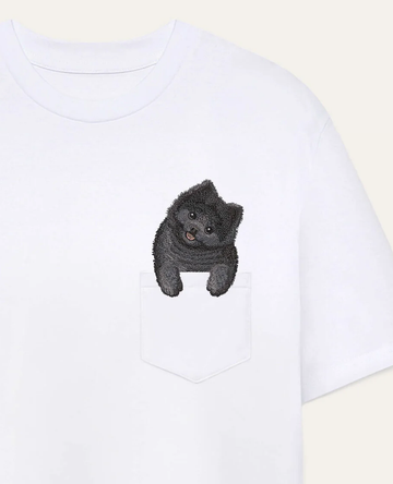 Koszulka z haftem Szpic miniaturowy (Pomeranian) (czarny)