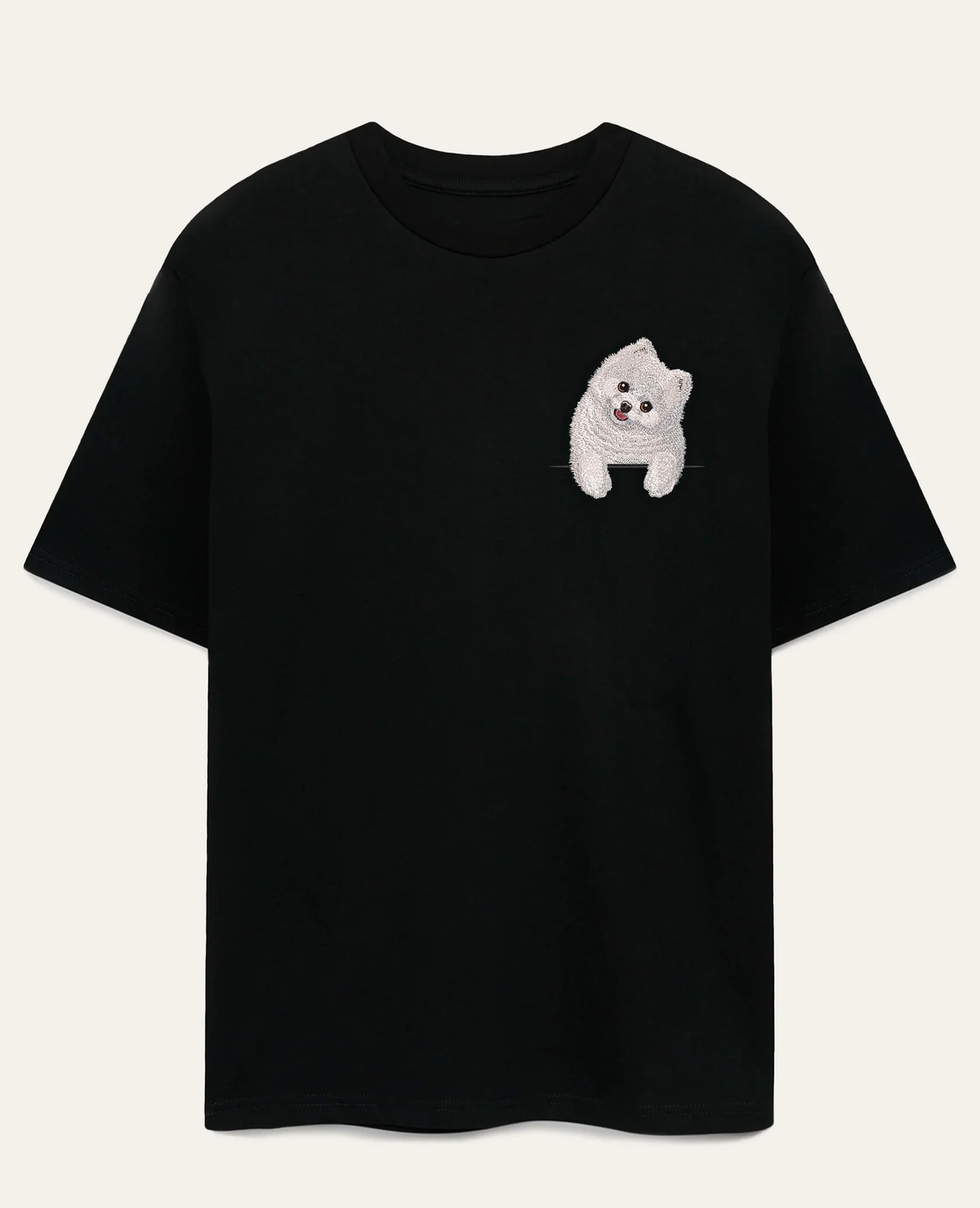 Szpic miniaturowy pomeranian (biały) – koszulka z haftem