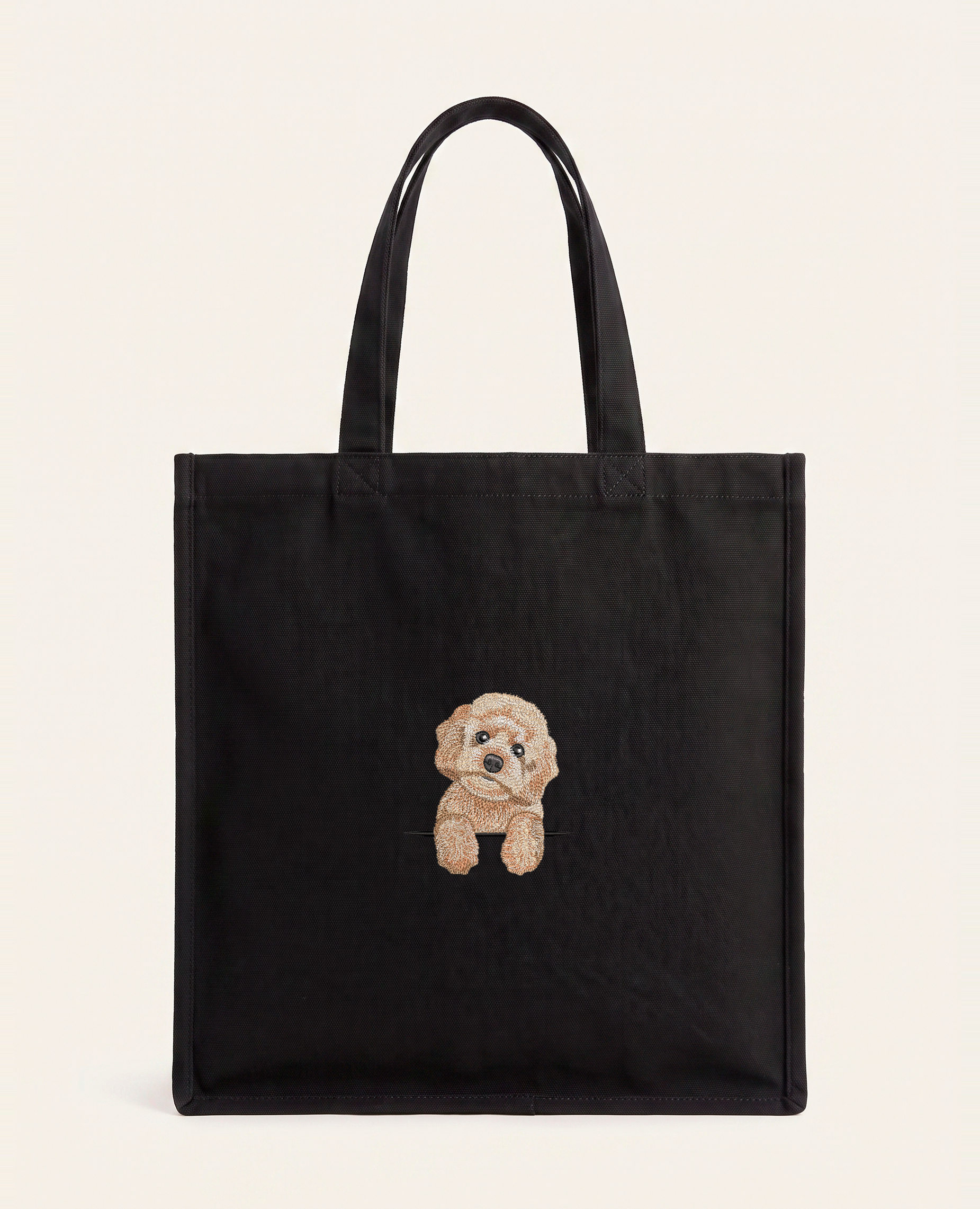 Maltipoo (kremowy) – torba z haftem, czarna