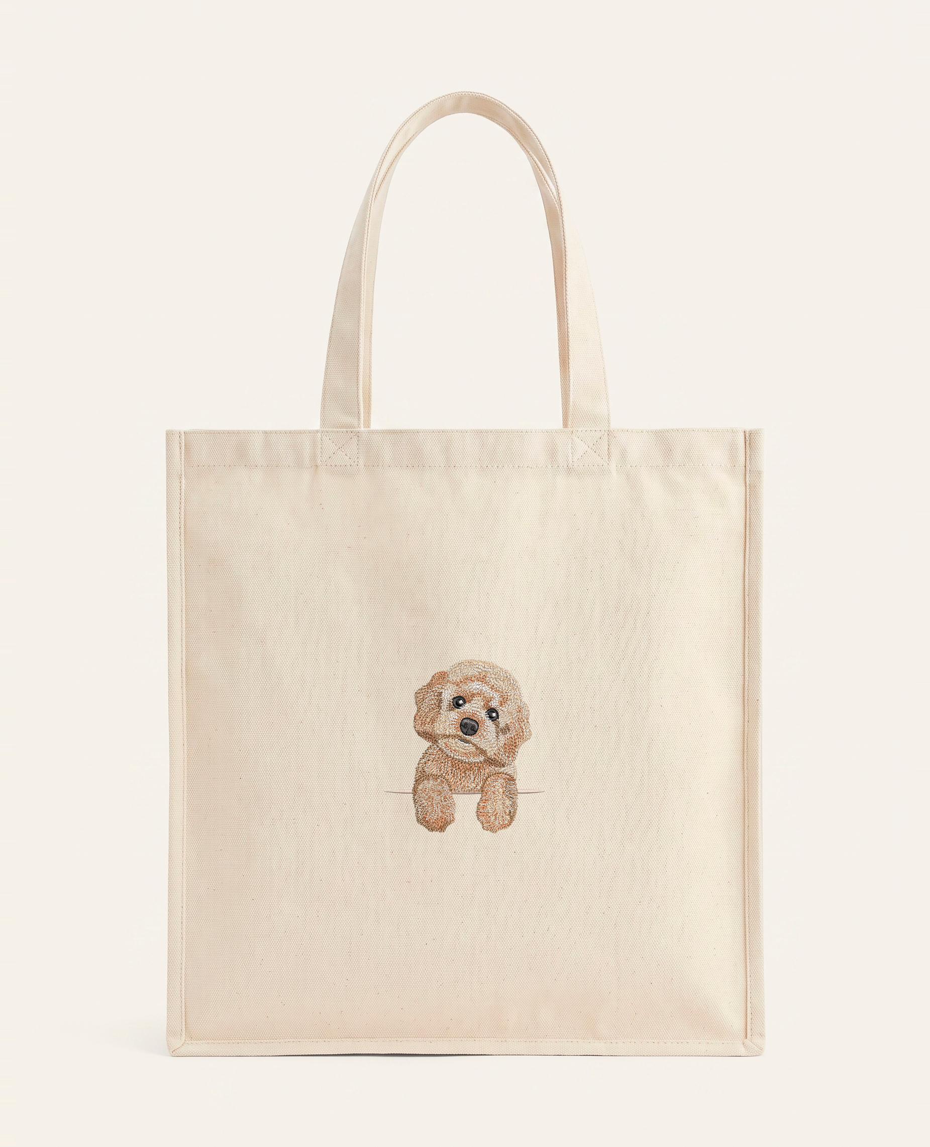 Maltipoo (kremowy) – torba z haftem, piaskowa