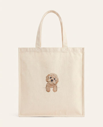 Maltipoo (kremowy) – torba z haftem, piaskowa