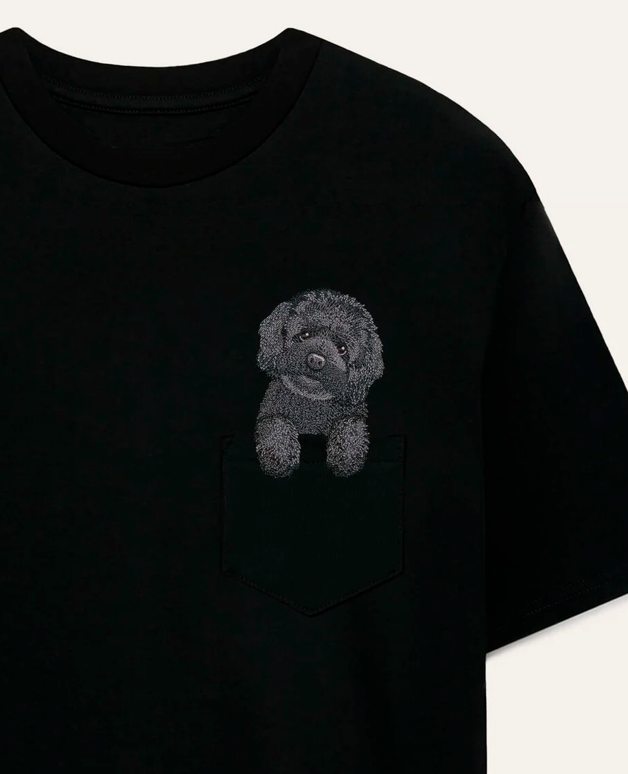 Koszulka z haftem Maltipoo (czarny)