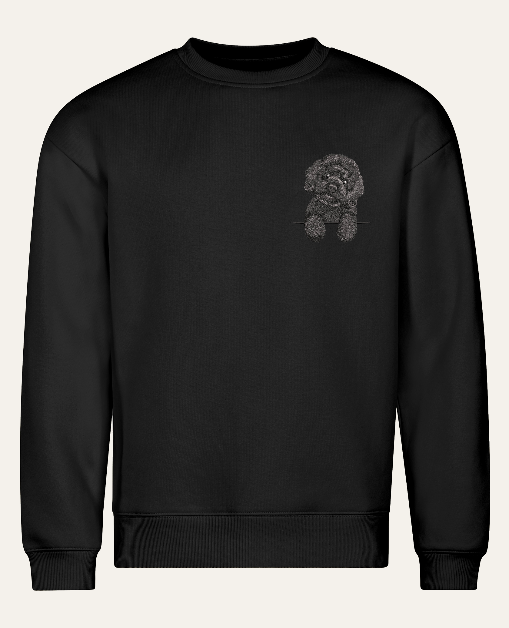 Maltipoo (czarny) – bluza z haftem, czarna (cała sylwetka)