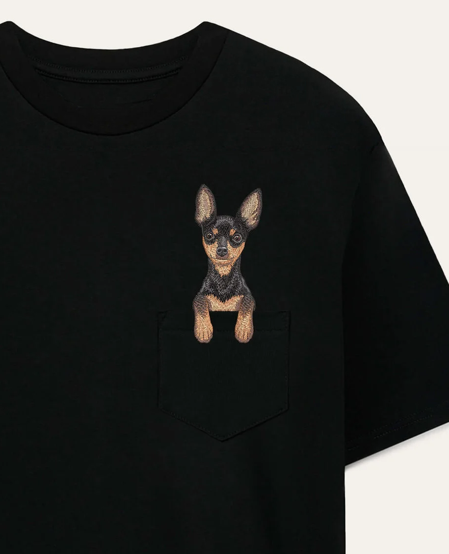 Koszulka z haftem Toy terrier (czarno-podpalany)