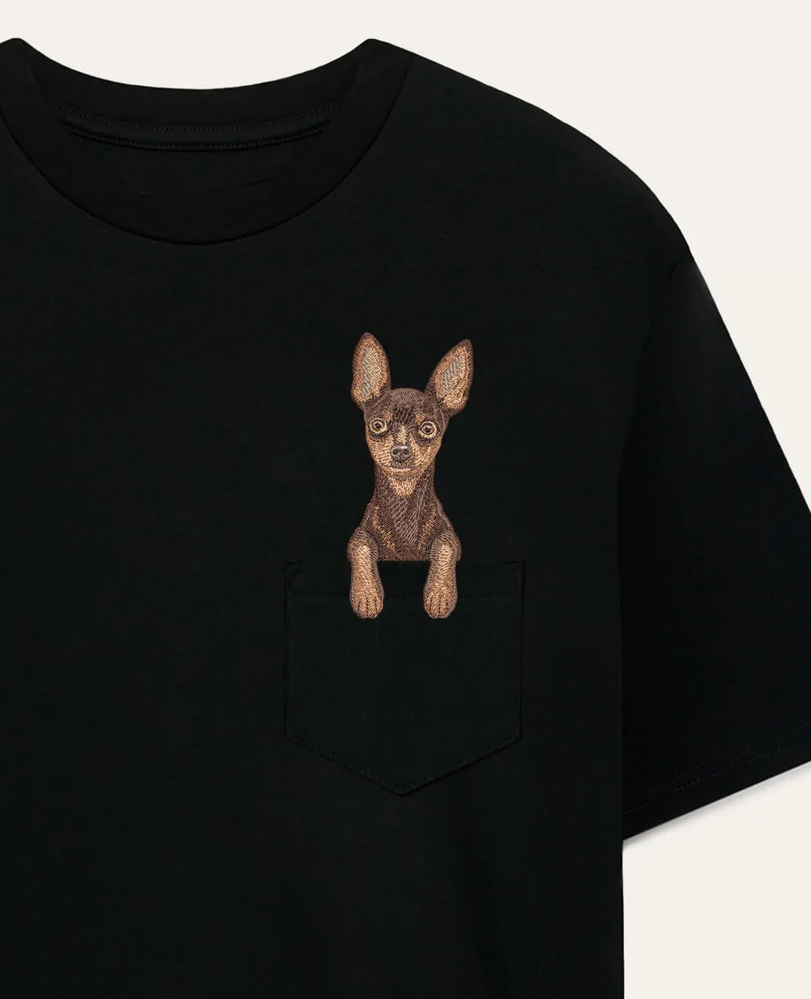 Koszulka z haftem Toy terrier (brązowy)