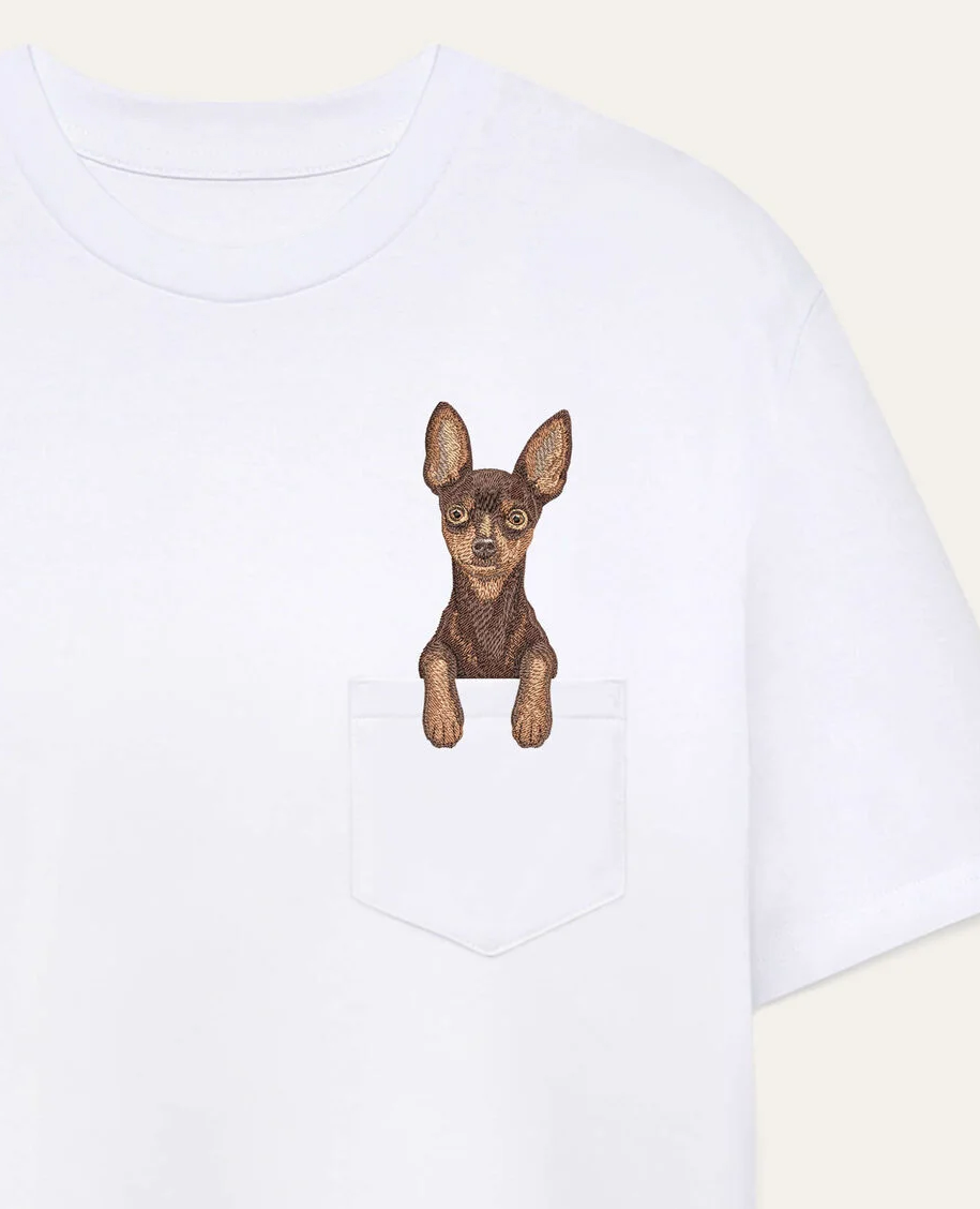 Koszulka z haftem Toy terrier (brązowy)