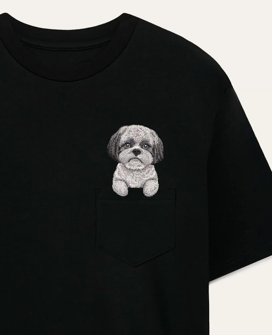 Koszulka z haftem Shih tzu (szary)