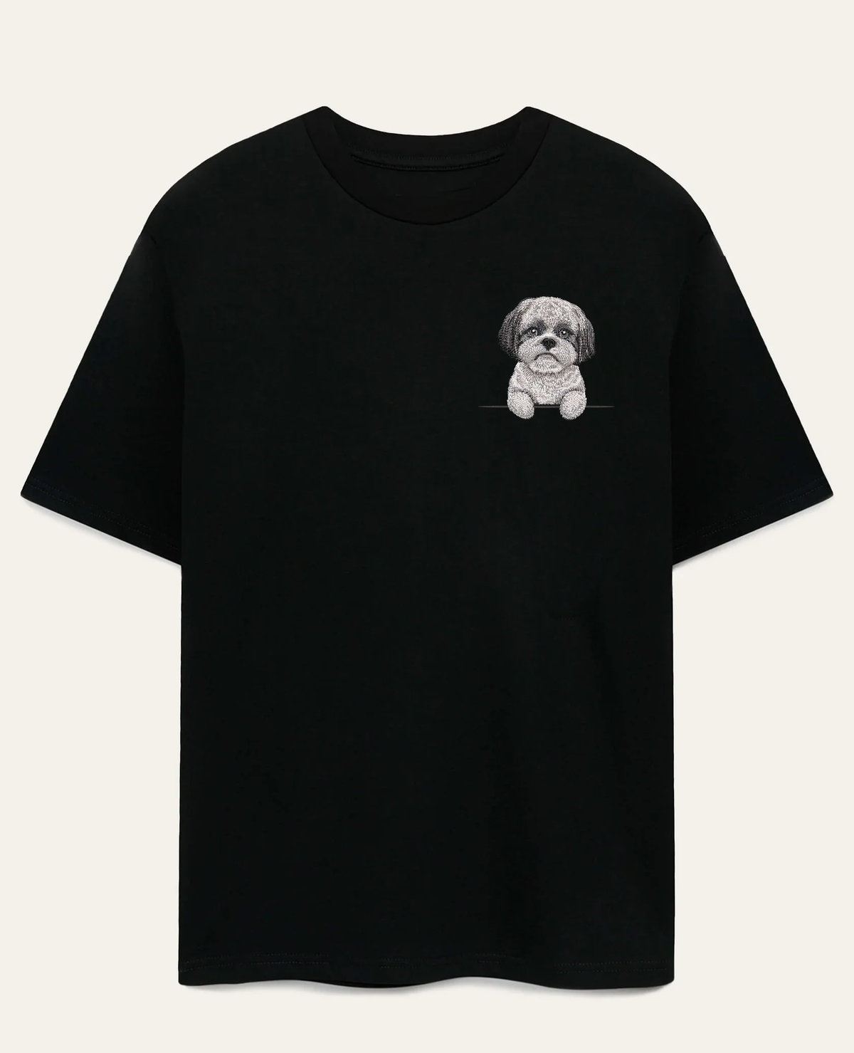 Shih tzu (szary) – koszulka z haftem