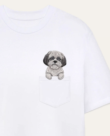 Koszulka z haftem Shih tzu (szary)