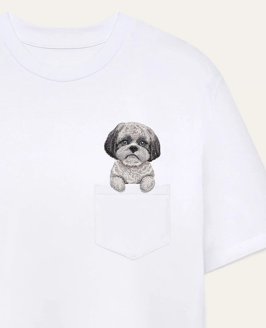 Koszulka z haftem Shih tzu (szary)