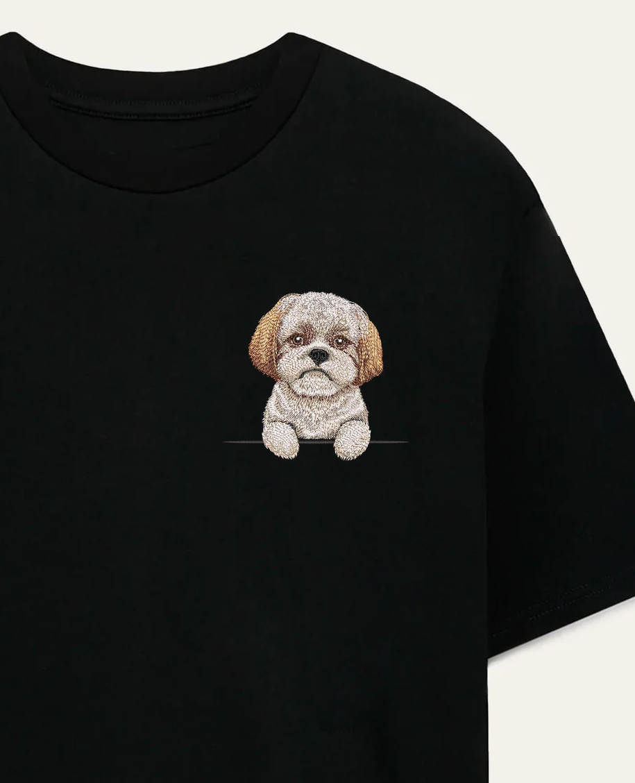 Shih tzu (brązowy) – koszulka z haftem