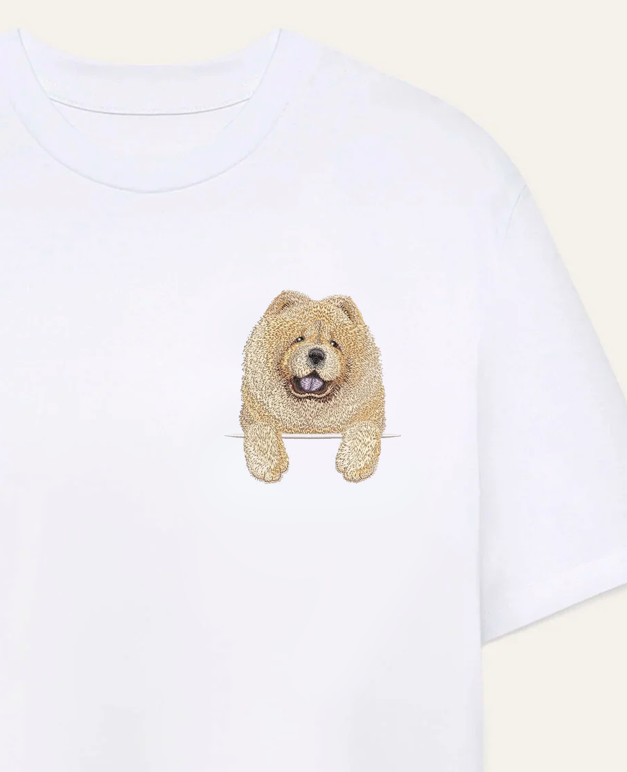 Chow Chow (kremowy) – koszulka z haftem